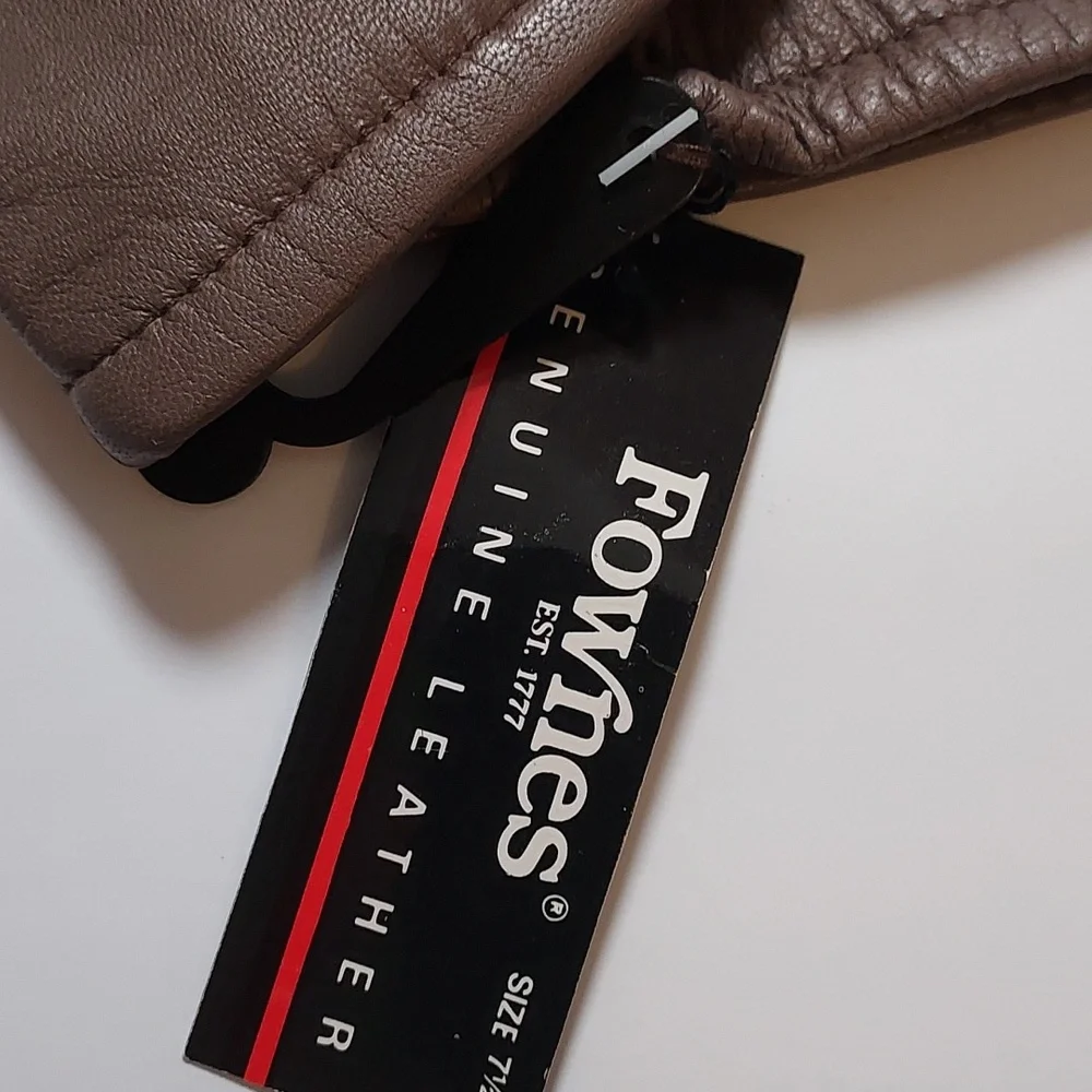 Fownes Leather Gloves Taupe Brown Size 7.5